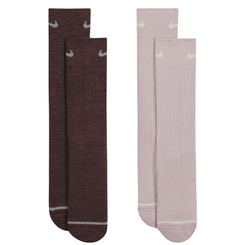 NEW 2 Pair Nike Everyday Wool Blend Men's‎ 6-8 Cushioned Crew Socks W 6-10 Brown
